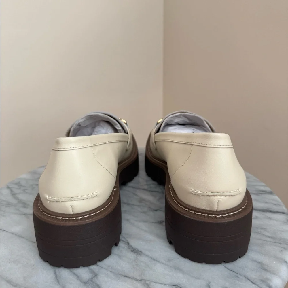 Sam Edelman Ivory Laurs Lug Sole Loafer Women’s Size 9 NIB Leather Gold Bit - Picture 6 of 10